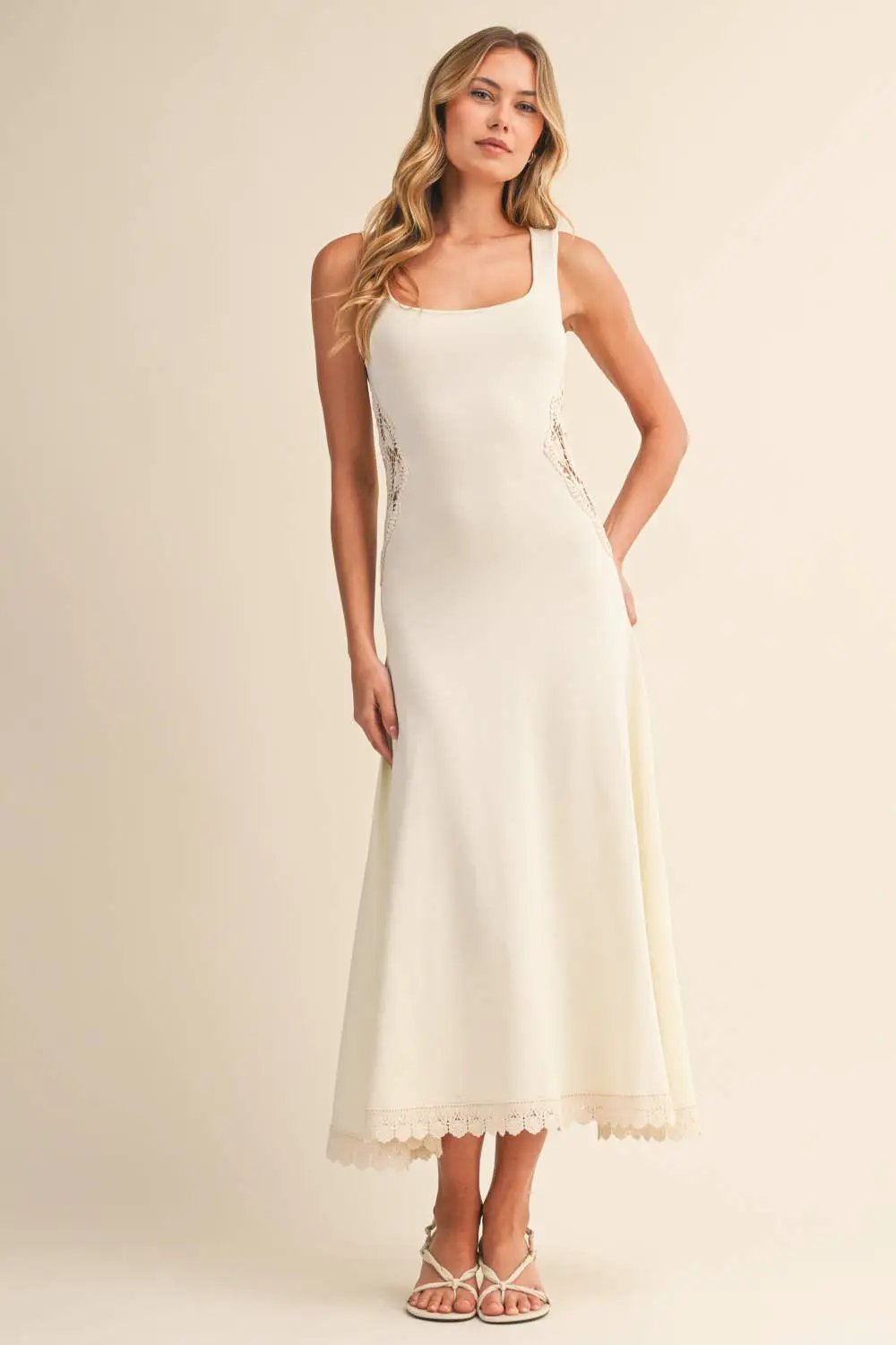 Klesis The Sunspell Crochet Panel Flare Dress - Dresses