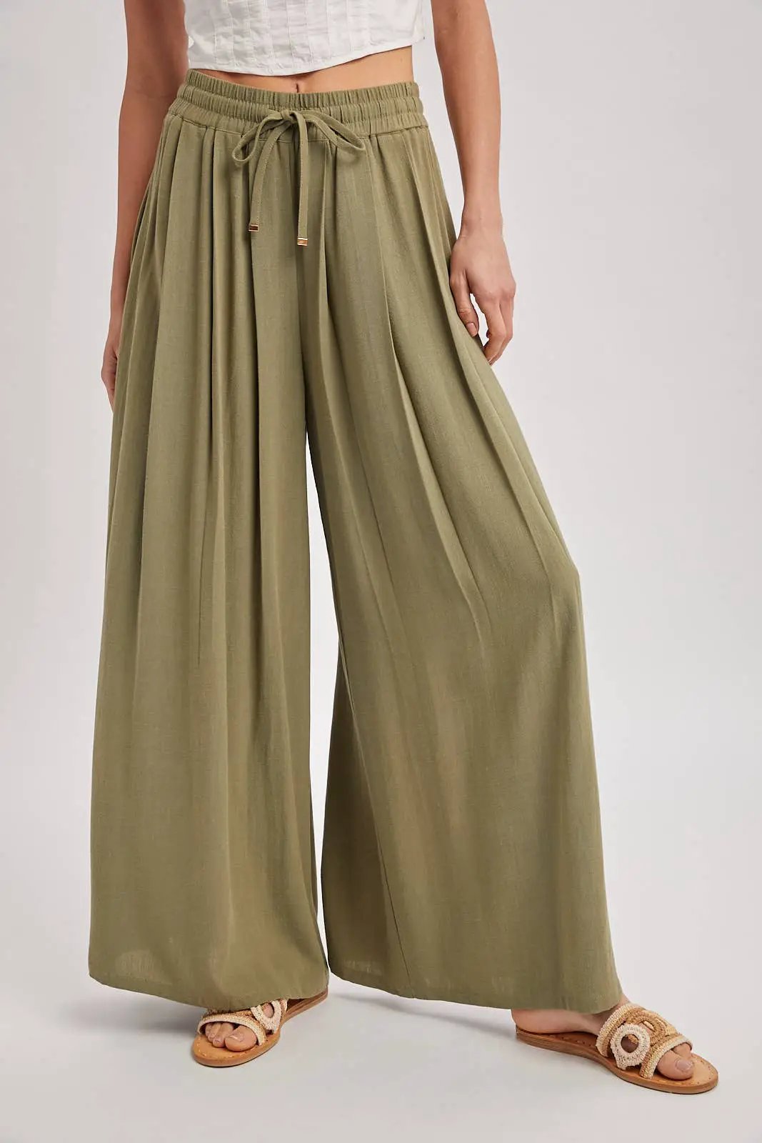 Bluivy The Light Olive Palazzo Pants - Pants