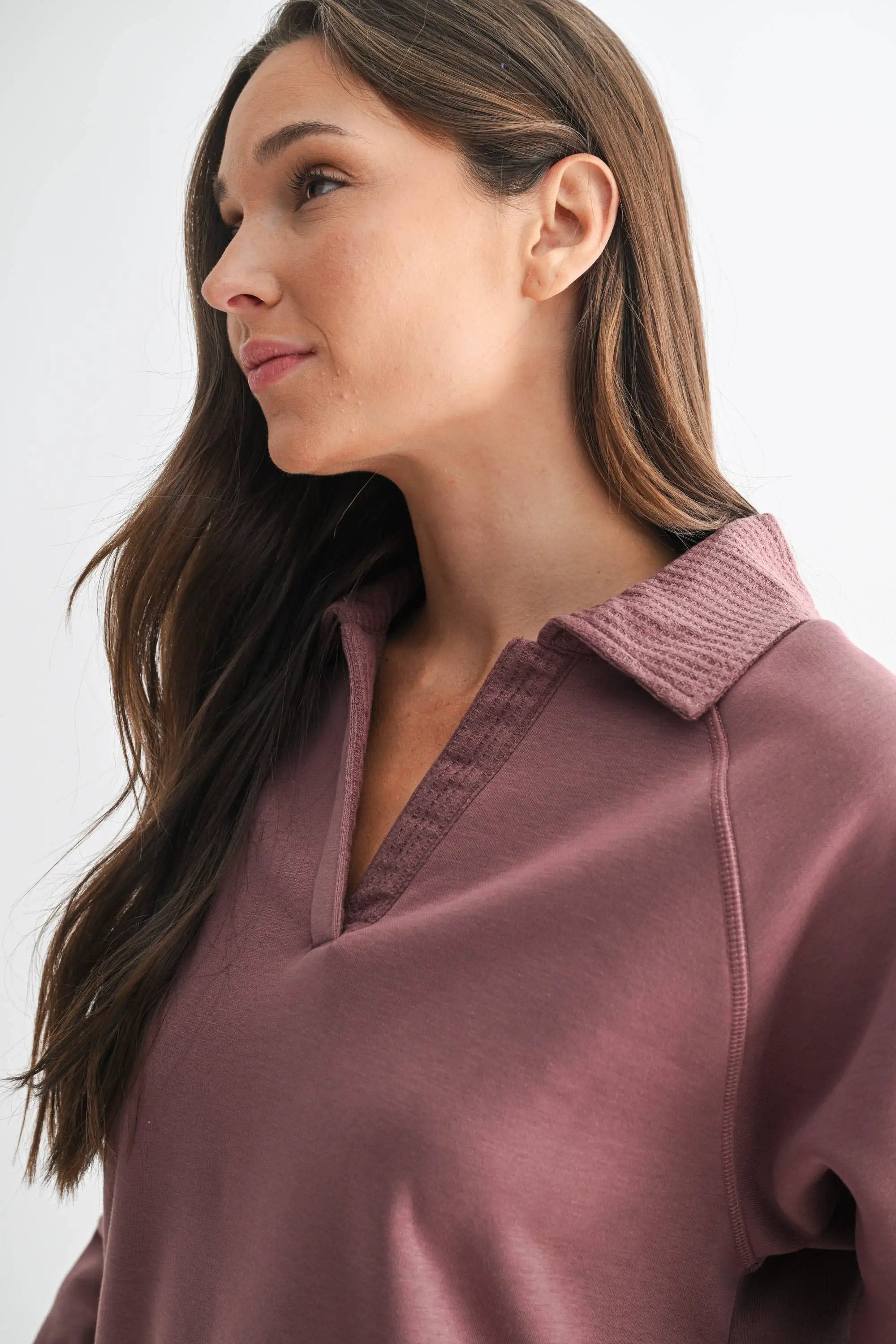 Mono B Mono B - Tundra Thermal Collared V-Neck Sweater - Sweaters