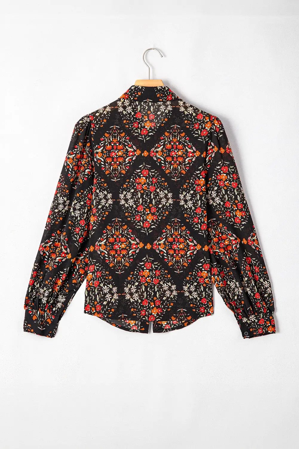 Grateful Threads Boutique Black Strawberry Aesthetic Floral Puff Sleeve Blouse - Blouses Black Strawberry Aesthetic Floral Puff Sleeve Blouse