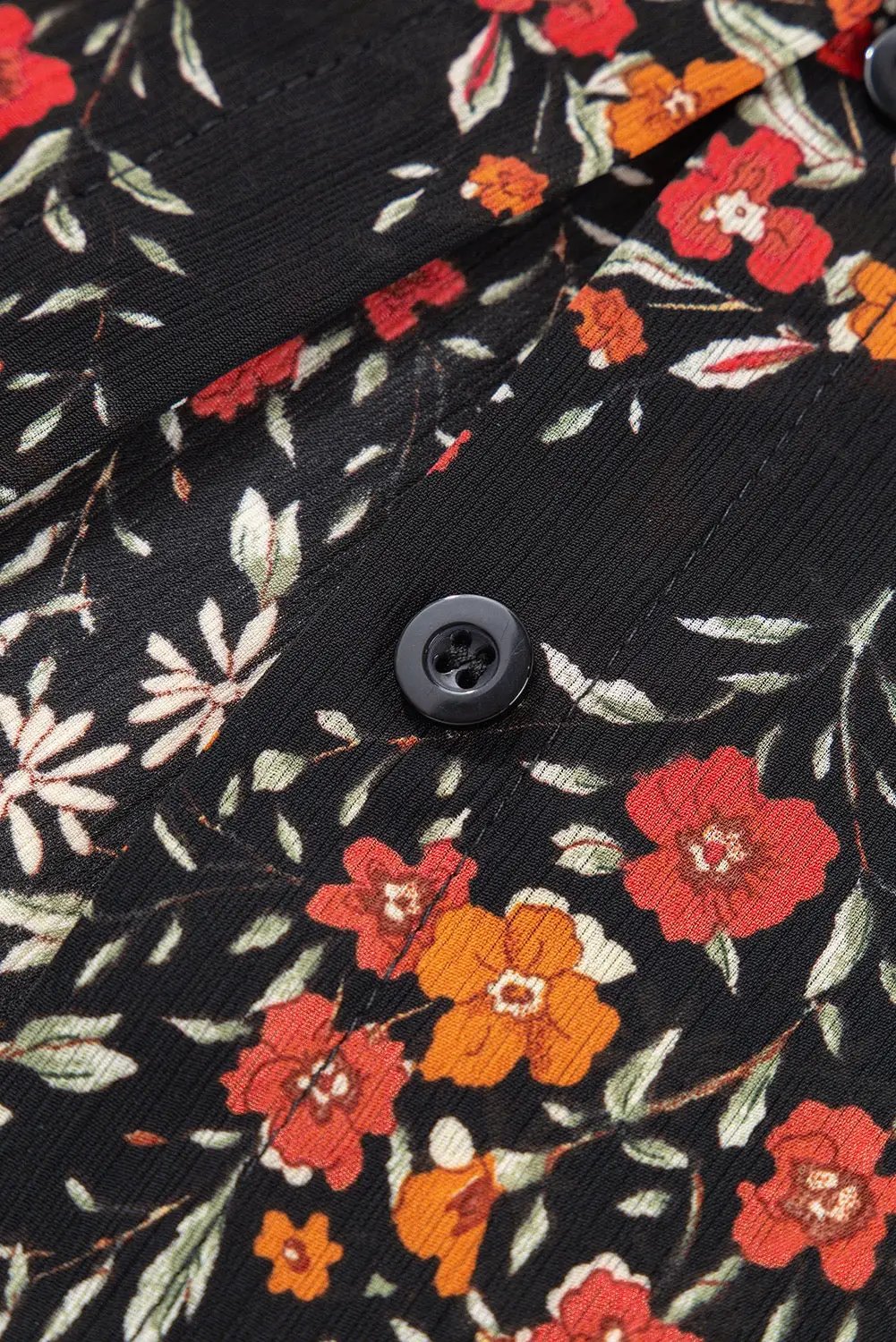 Grateful Threads Boutique Black Strawberry Aesthetic Floral Puff Sleeve Blouse - Blouses Black Strawberry Aesthetic Floral Puff Sleeve Blouse