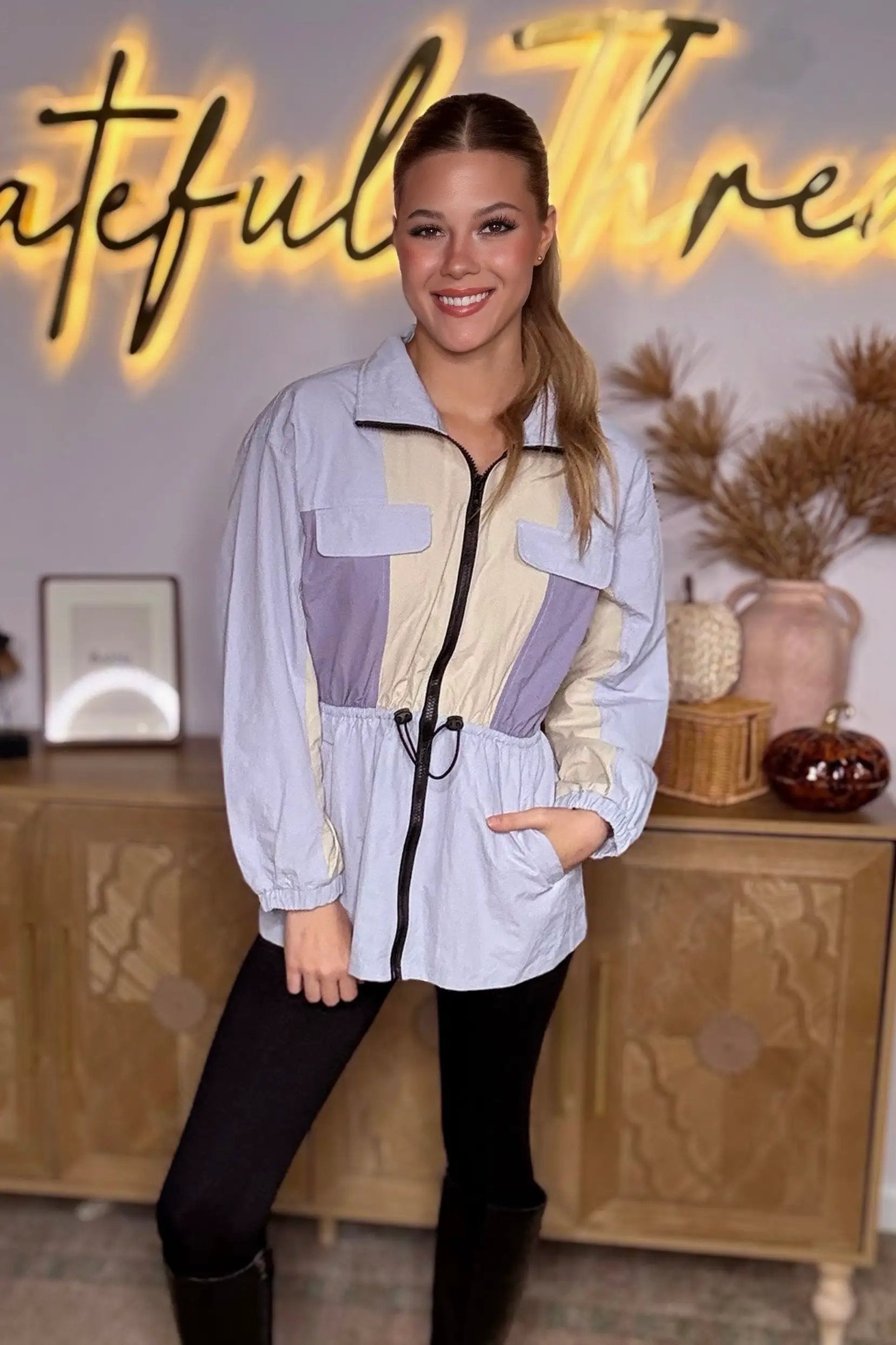 Le Lis LE LIS Lavender Breeze Color Block Windbreaker - Jackets