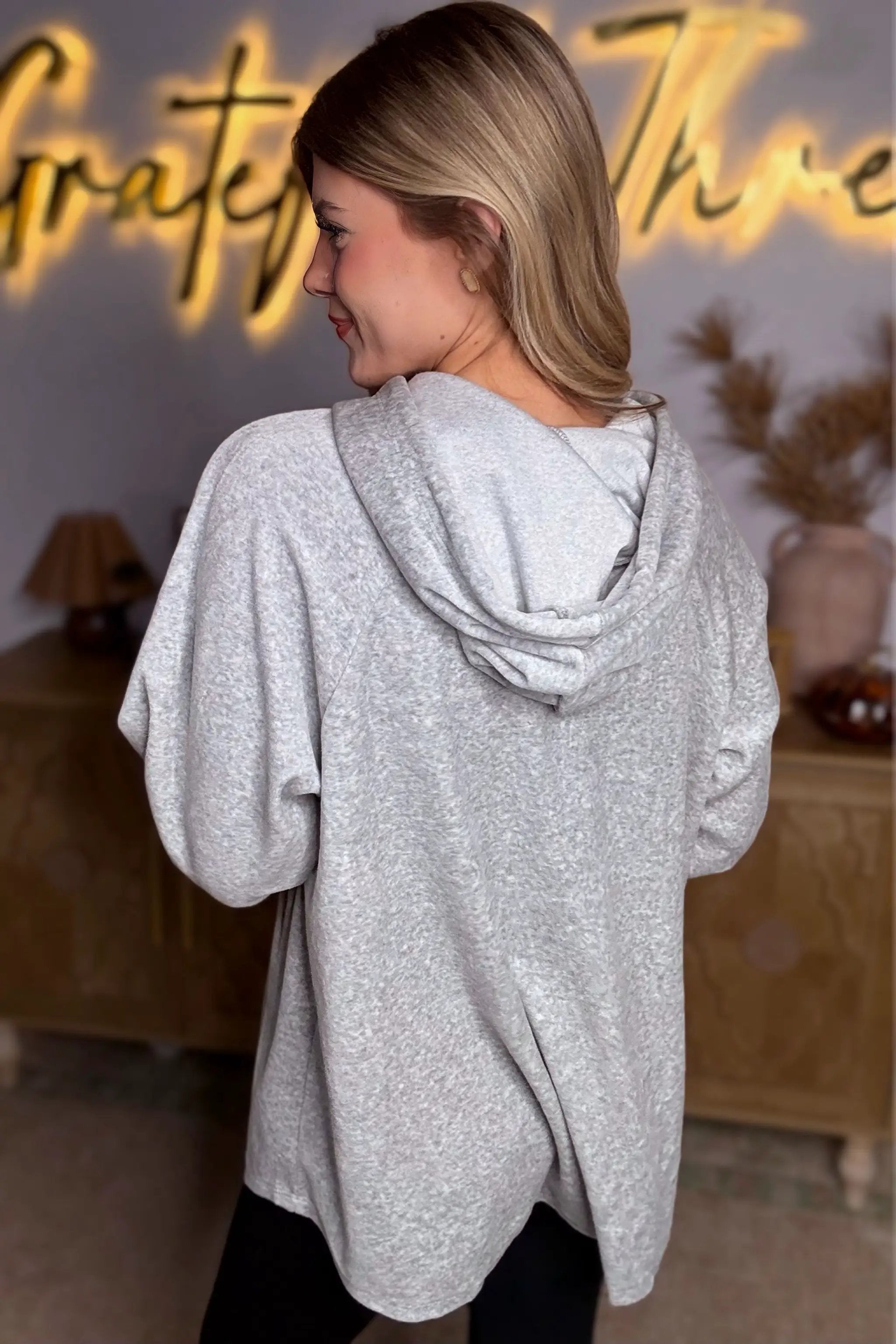 Cherish Velvet Cloud Cozy Hoodie – Light Gray - Hoodies