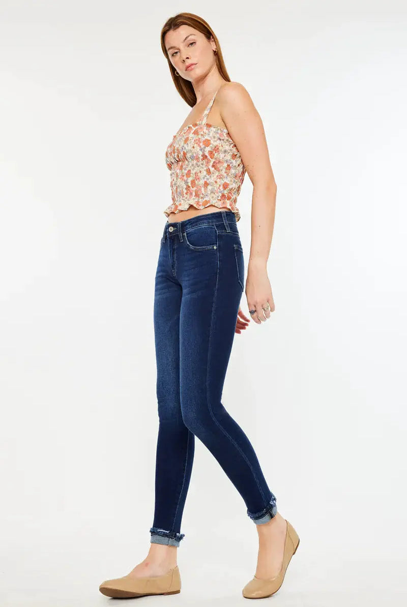 KanCan KanCan Kennedy Mid Rise Ankle Skinny Jeans – Dark Wash - Jeans Kancan midrise skinny