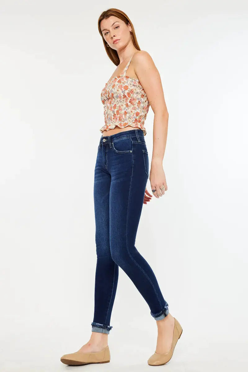 KanCan KanCan Kennedy Mid Rise Ankle Skinny Jeans – Dark Wash - Jeans Kancan midrise skinny