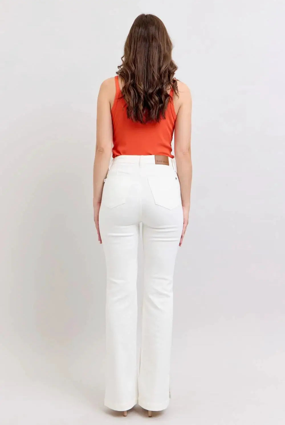 Judy Blue Judy Blue High Waist Slit Bottom Boot Cut REG & CURVY Jeans - Jeans Judy Blue White Denim