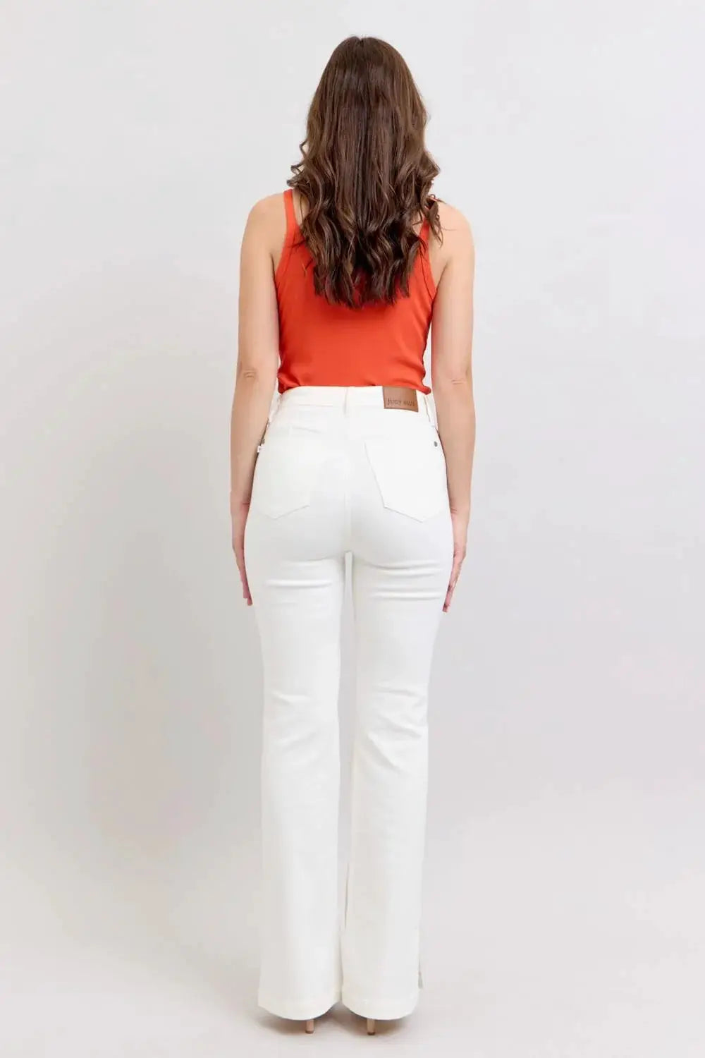 Judy Blue Judy Blue High Waist Slit Bottom Boot Cut REG & CURVY Jeans - Jeans Judy Blue White Denim