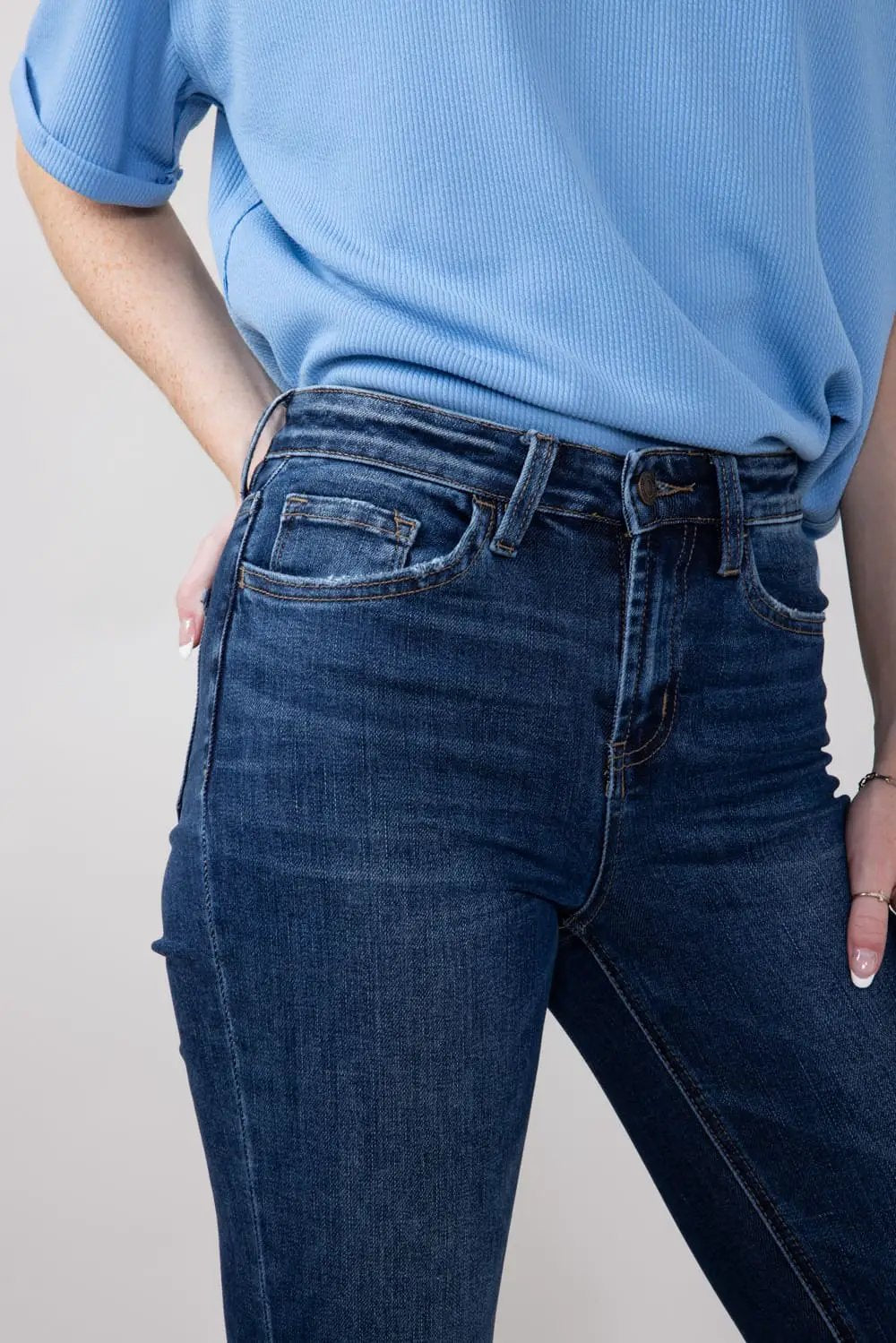 VERVET by FLYING MONKEY VERVET High Rise Trouser Hem Bootcut Jeans - Jeans