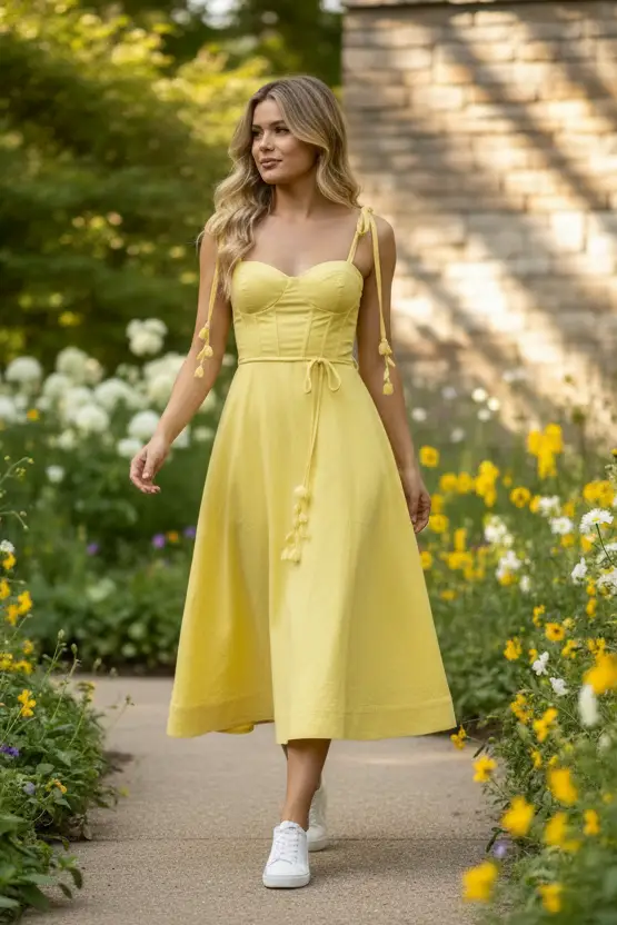 Endless Blu The Butter Bloom Tie-Strap Dress - Dresses