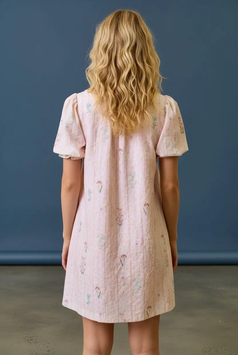 Doe and Rae The Sweet Meadow Embroidered Peter Pan Collar Swing Dress - Dresses