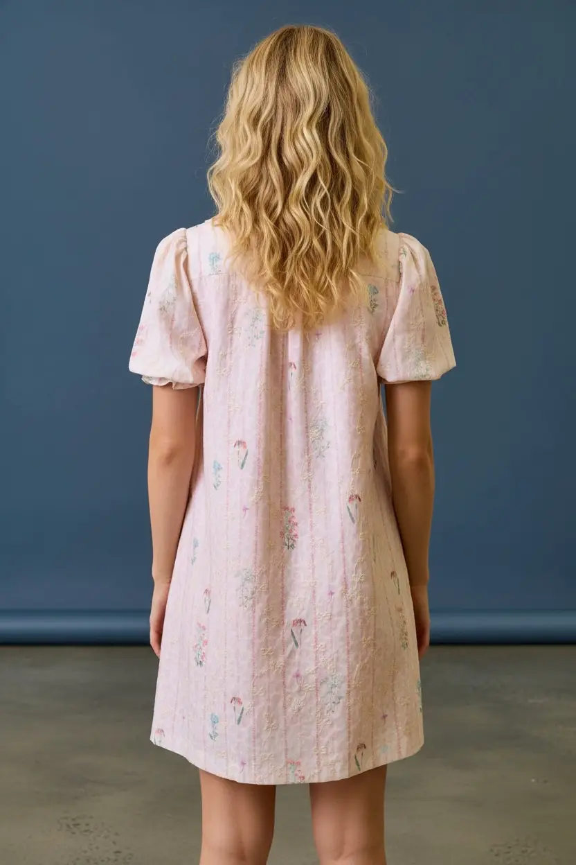 Doe and Rae The Sweet Meadow Embroidered Peter Pan Collar Swing Dress - Dresses