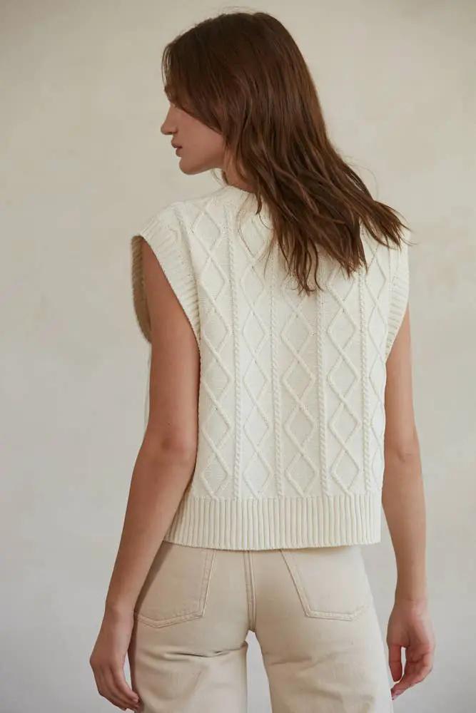 By Together Knit Sweater Cable Vest Top - Sweaters