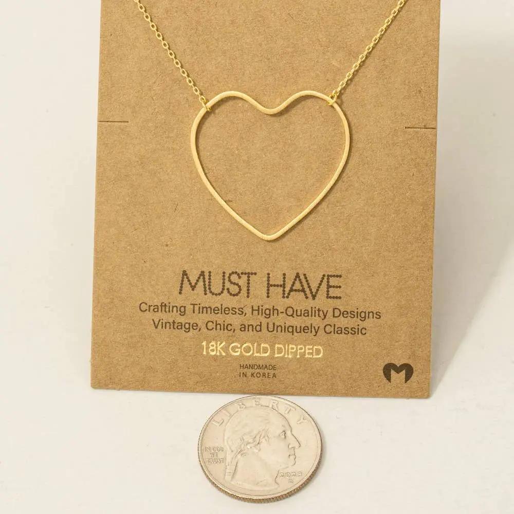 Fame Accessories The Heart Cutout Pendant Necklace: Gold - Necklaces