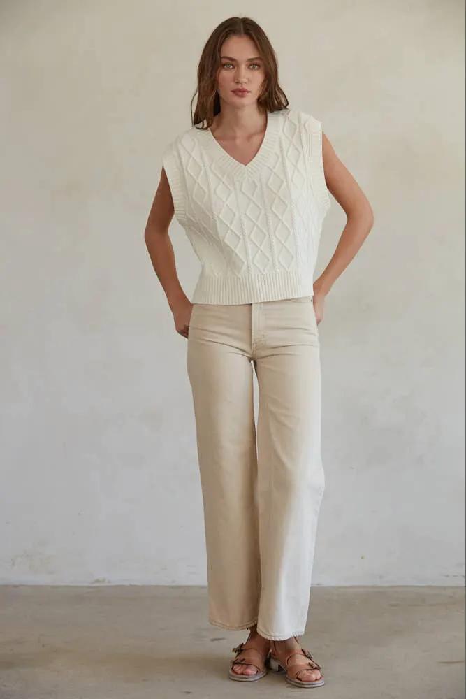 By Together Knit Sweater Cable Vest Top - Sweaters