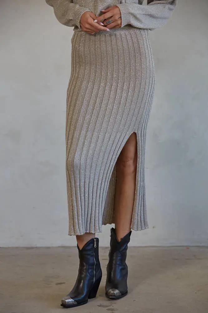 By Together The Nadine Skirt in Shimmer Ash Grey - Skirts