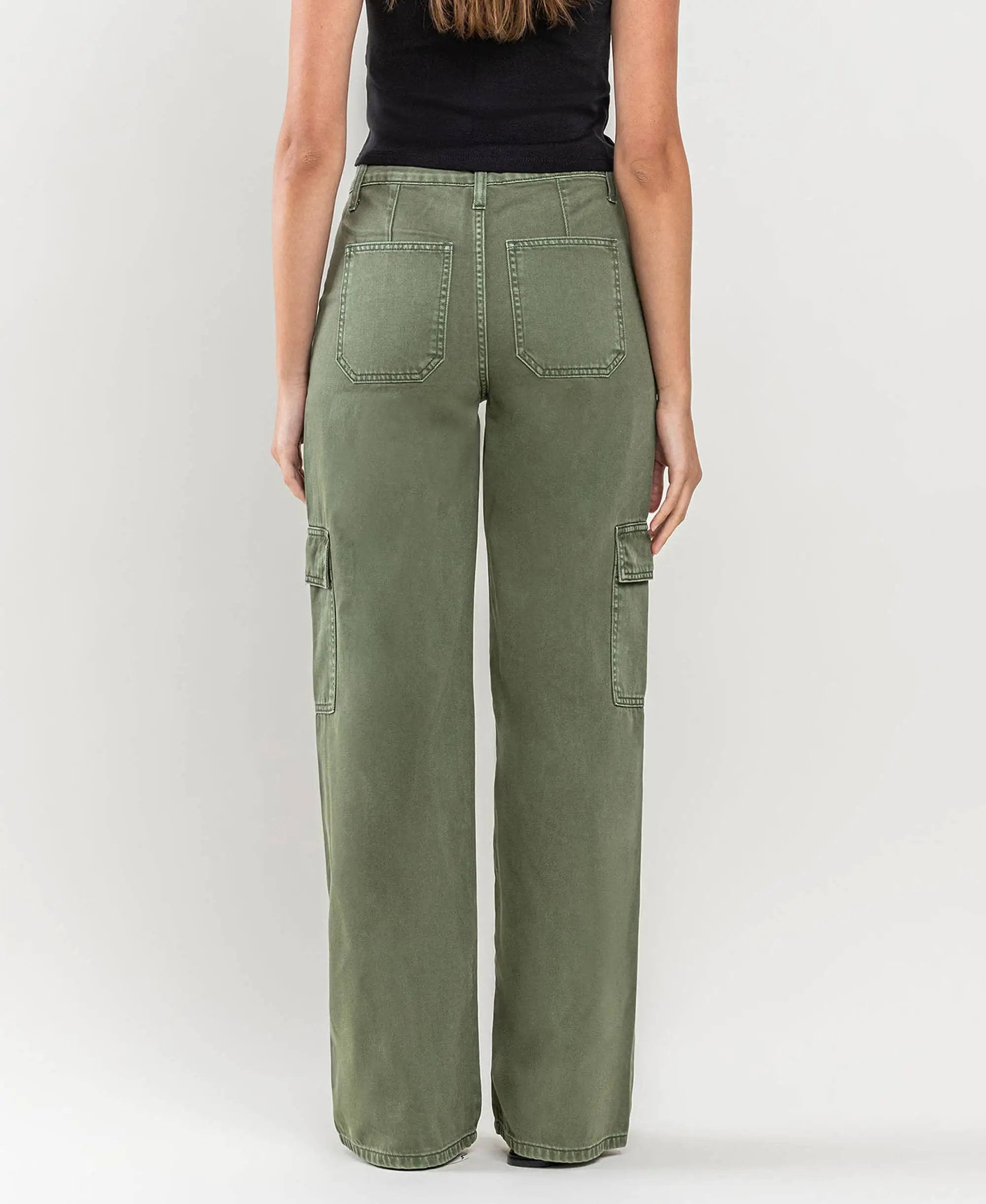 VERVET by FLYING MONKEY Vervet High Rise Utility Cargo Wide Leg Jeans - Jeans
