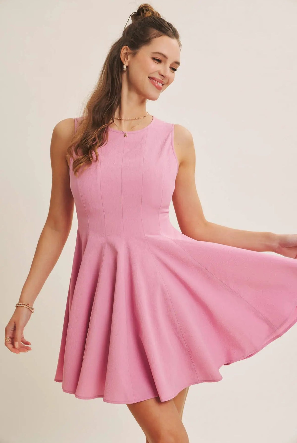 in february The Celebration Ready Fit And Flare Mini Dress: Orchid Pink - Dresses