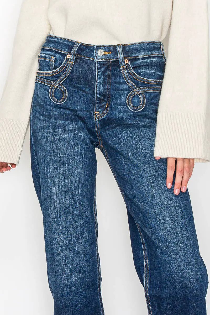 ARTEMIS VINTAGE Artemis Vintage Tummy Control Western Detail High Rise Straight Jean - Jeans