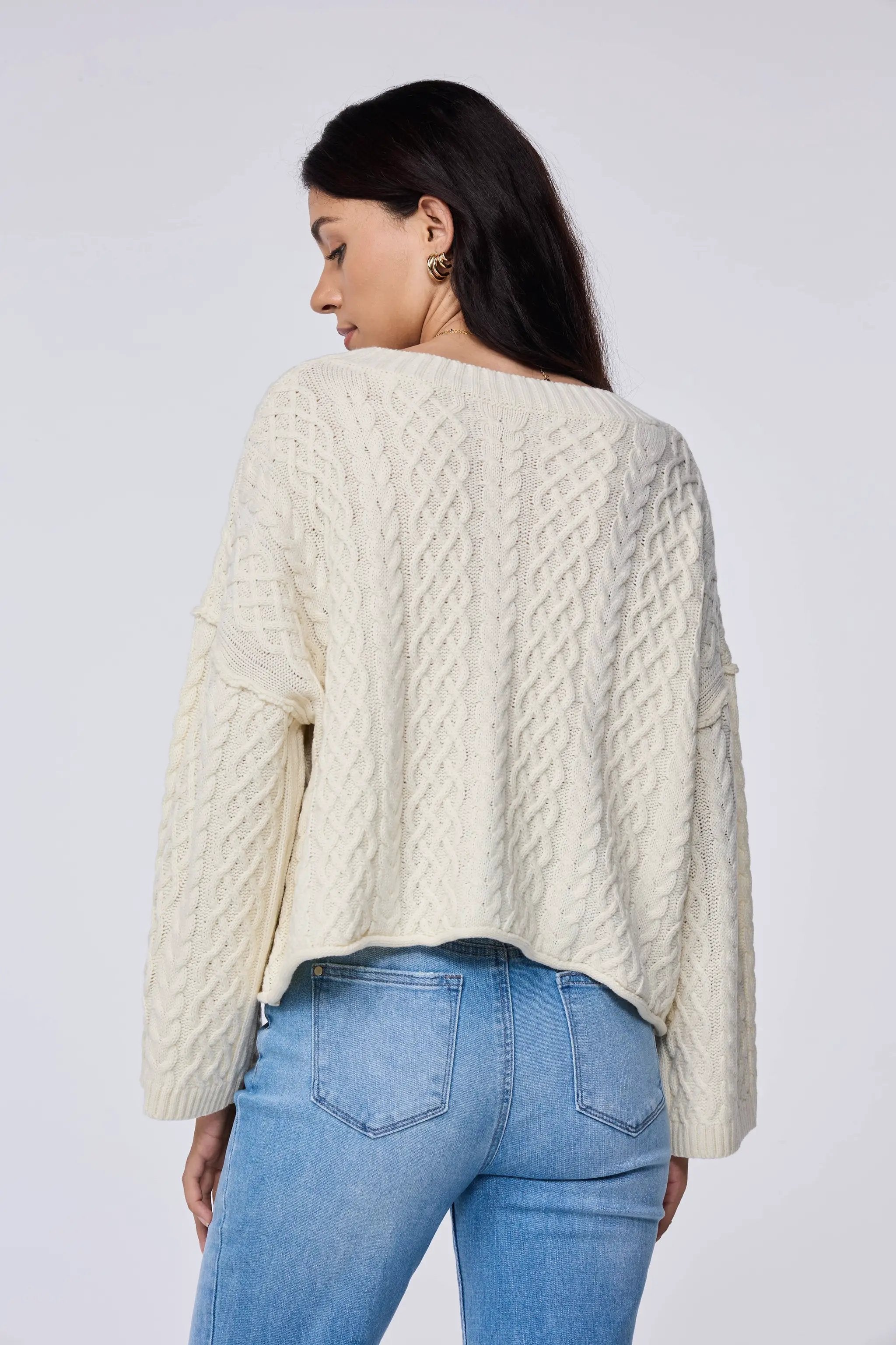 Lovesoft Lovesoft - 100% Acrylic Relaxed Cozy Cable Knit Cardigan - Apricot - Cardigans
