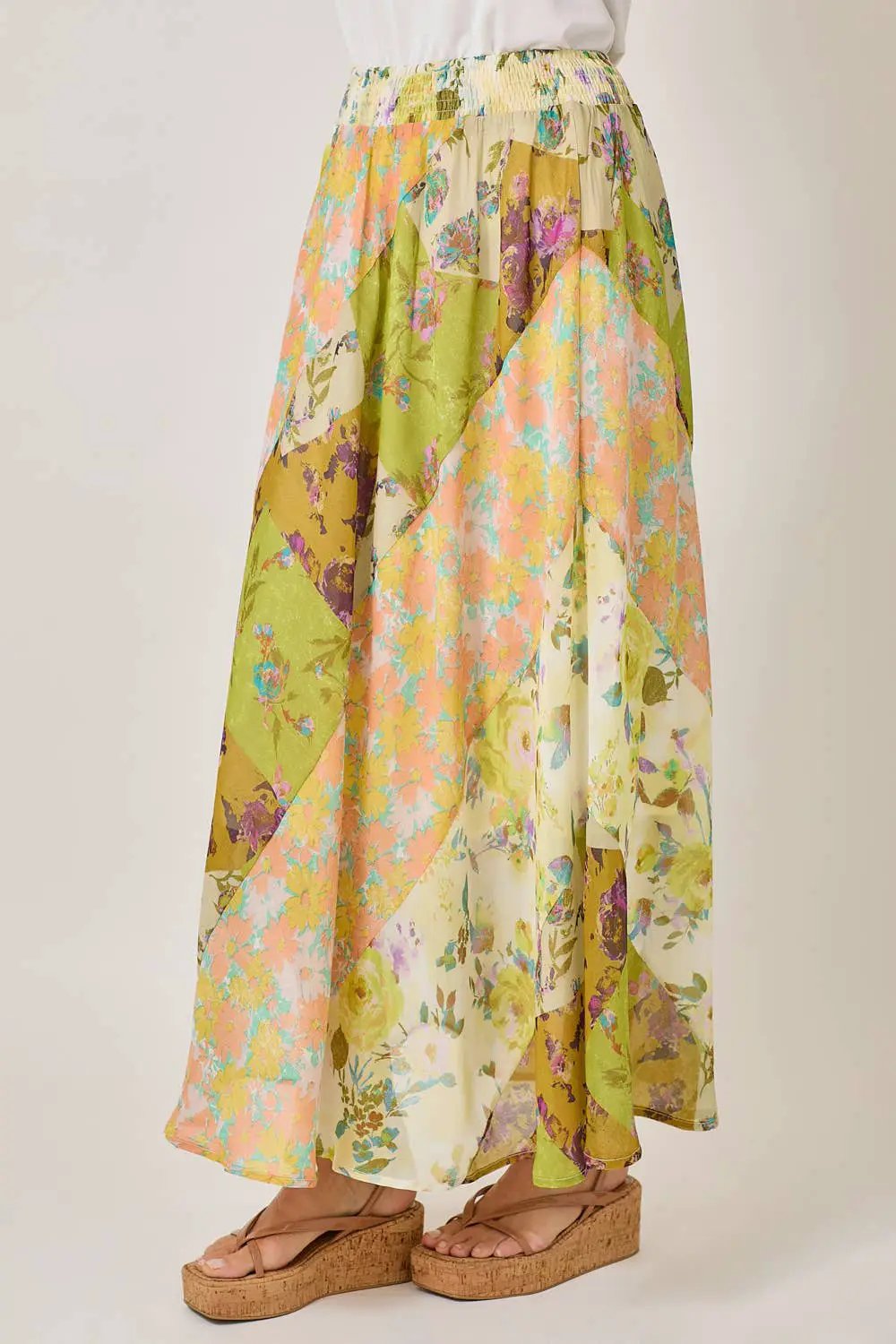 Mystree The Floral Mixed Print Skirt: Citron Mix - Skirts