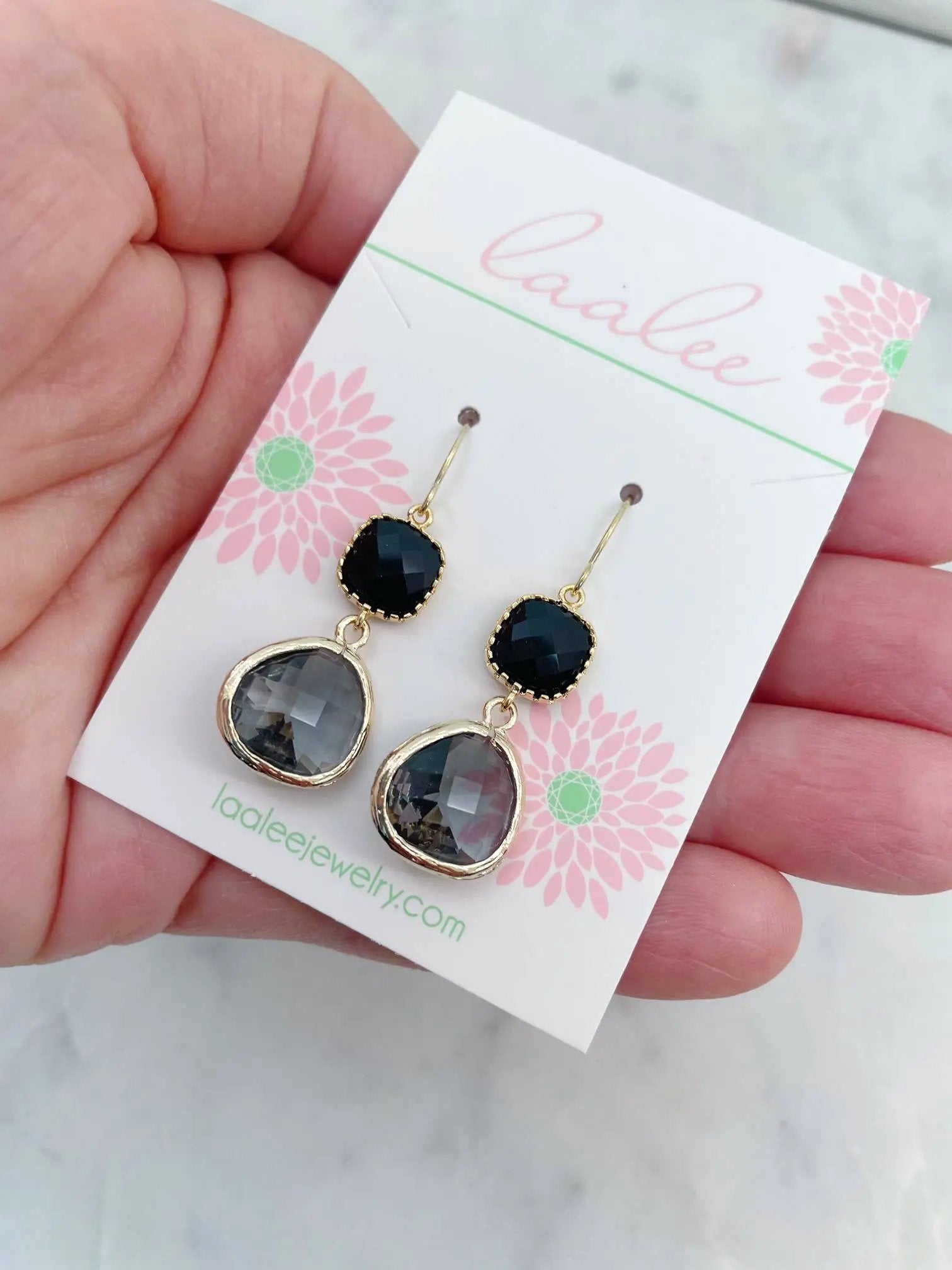 Laalee Jewelry Black and Grey Earrings, Black Jewelry, Gray Jewelry - Earrings