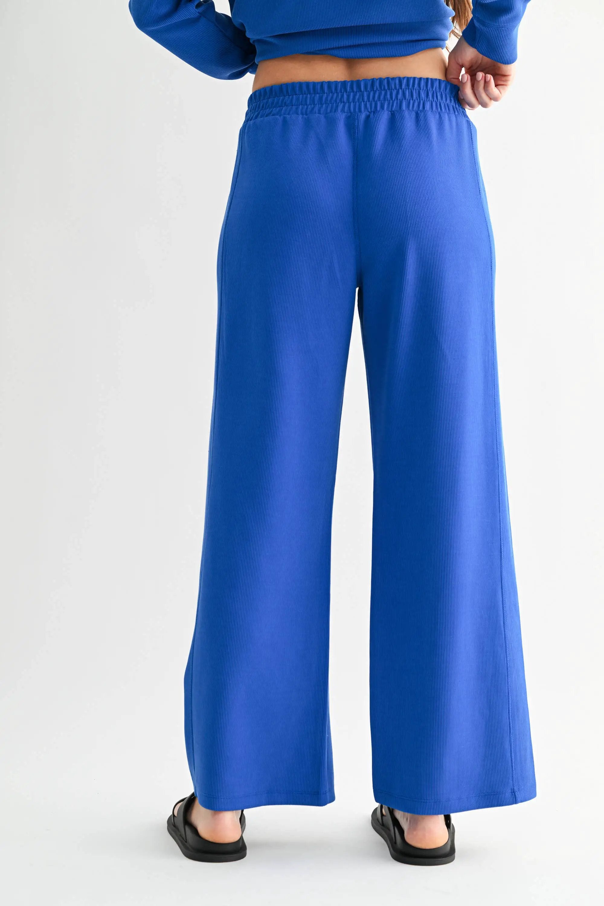 Mono B Mono B - Luxe Sand Wash Rib Wide-Leg Pants - Trousers Mono B - Luxe Sand Wash Rib Wide-Leg Pants