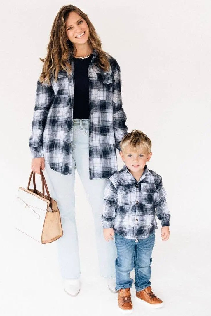 HAHA MAMA Clothing Lightweight Navy Flannel - CHILD - Baby & Toddler Tops