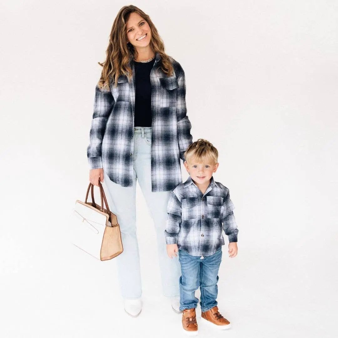 HAHA MAMA Clothing Lightweight Navy Flannel - CHILD - Baby & Toddler Tops