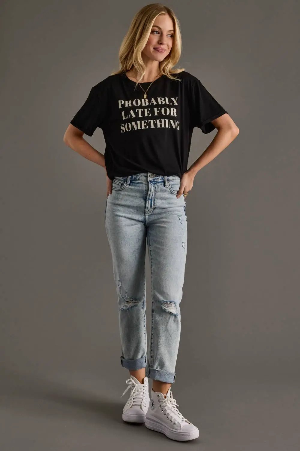 Panache Apparel Co. The Probably Late For Something Tee: Black - T-Shirts