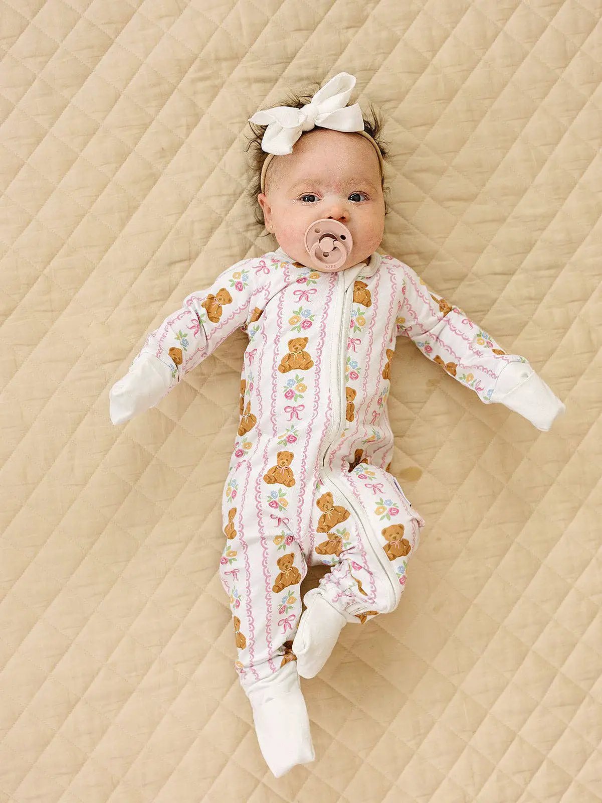 Lucky Panda Kids Bamboo Zip Romper | Honey Bear - Baby & Children's One-Pieces