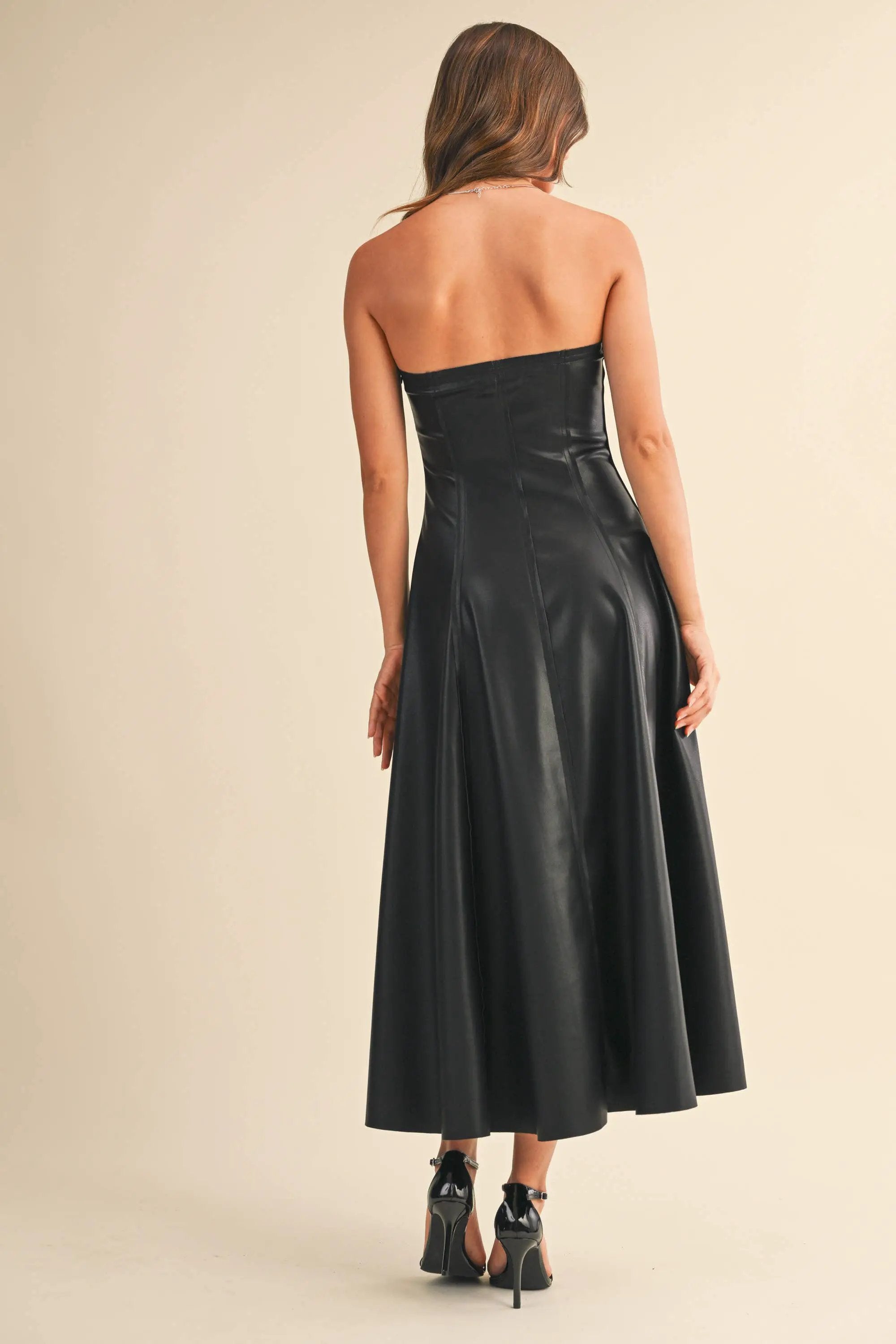 Klesis The After Dark Faux Leather Midi Dress - Dresses