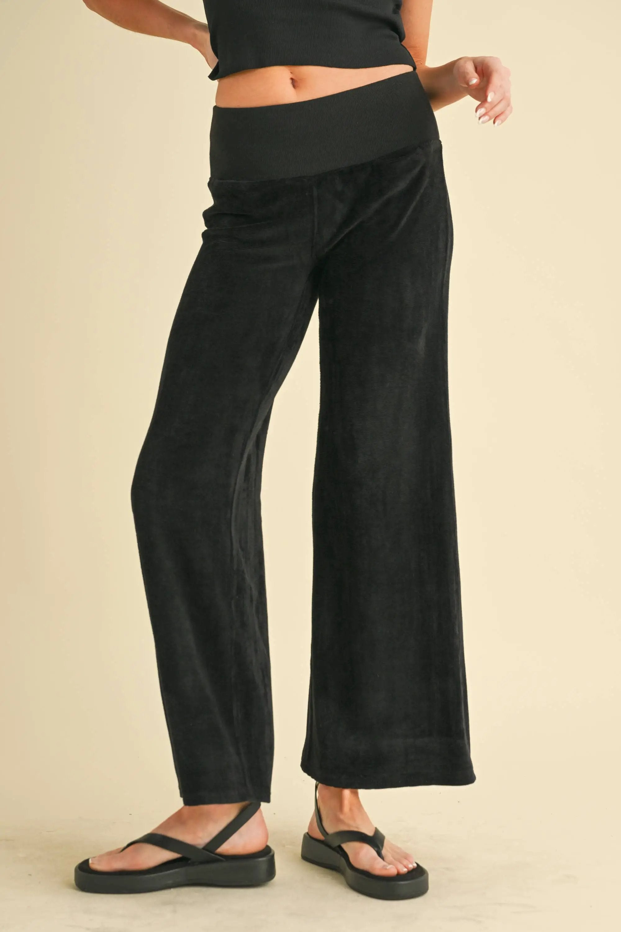 AEMI + CO The Gini High Waist Lounge Pants: Black - Lounge Pants Gini High Waist Lounge Pants