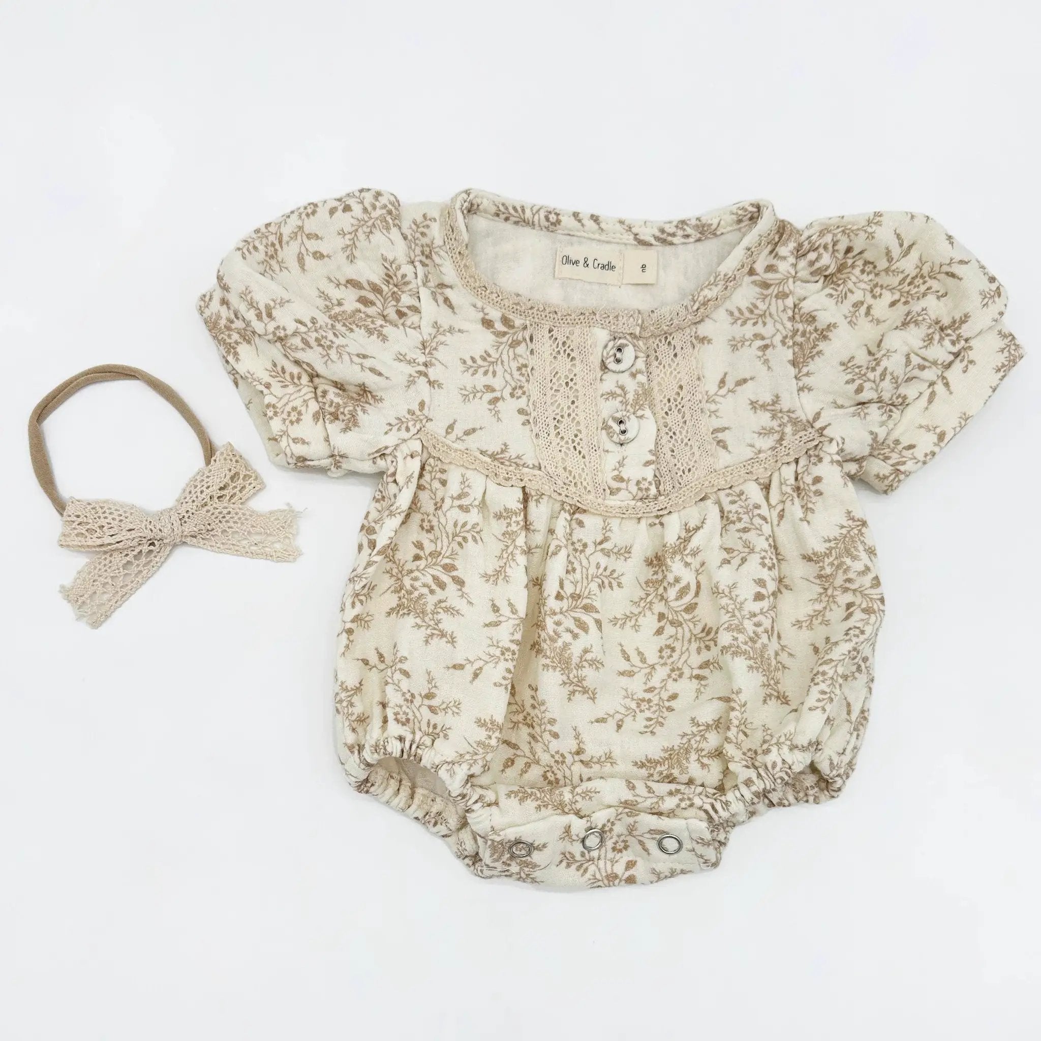 OLIVE & CRADLE The Elodie Heirloom Bubble Romper - Baby & Toddler Clothing