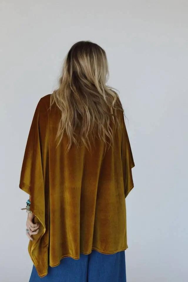 Three Bird Nest Three Bird Nest - Savoy Velvet Kimono - Marigold - Cardigans