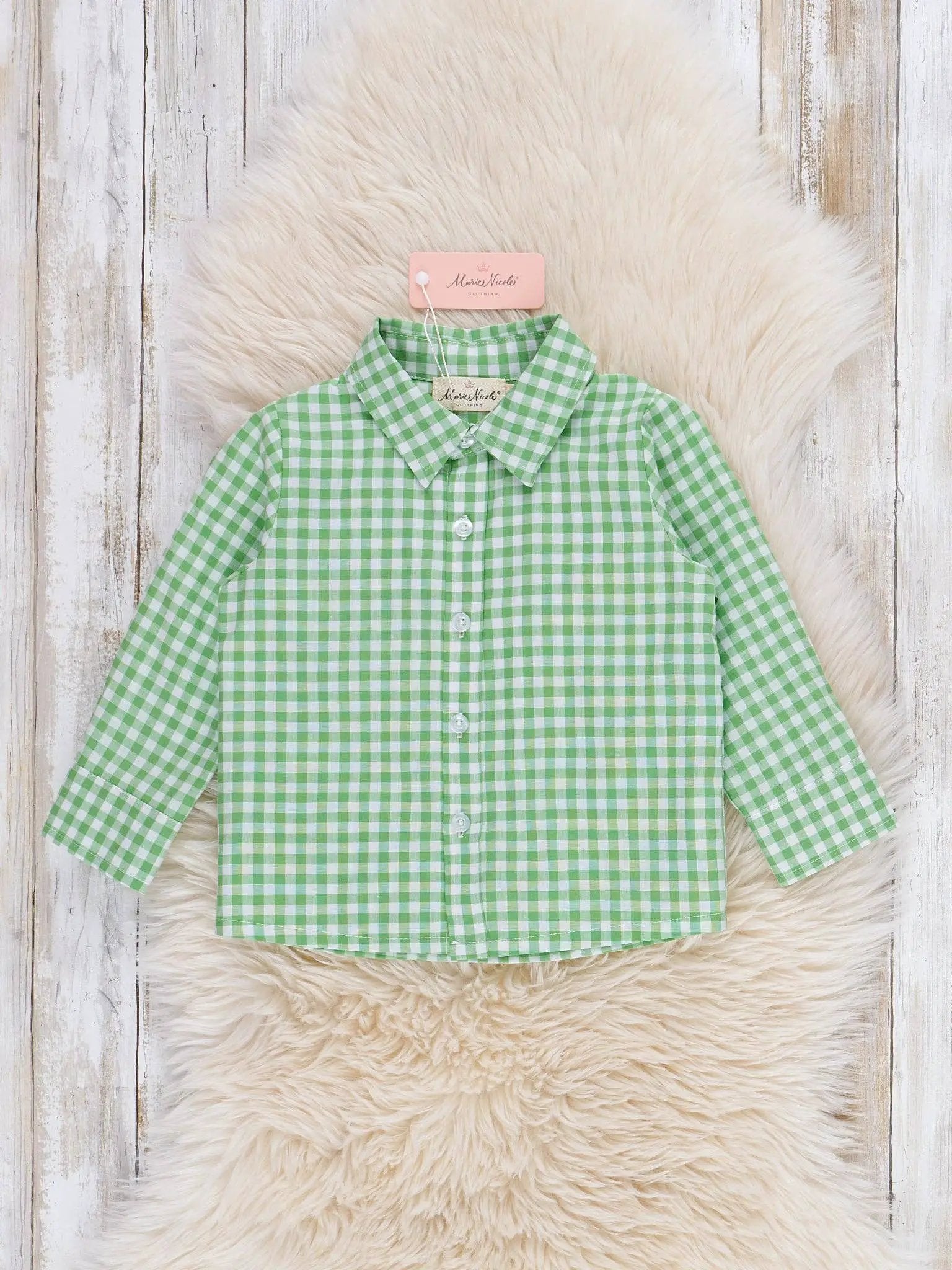 Marie Nicole Clothing Marie Nicole Clothing - Evergreen Gingham Button-Up Shirt - Shirts