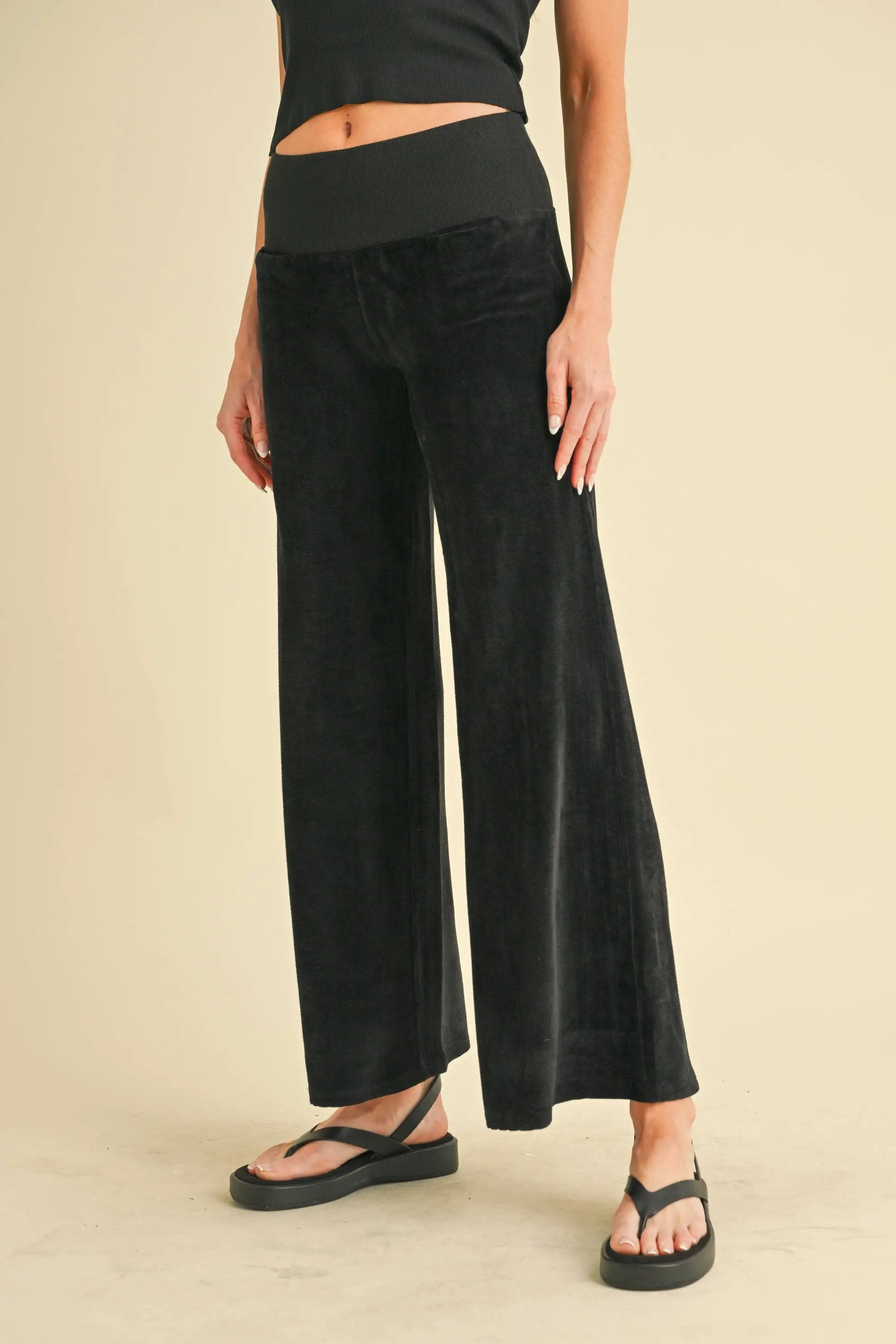 AEMI + CO The Gini High Waist Lounge Pants: Black - Lounge Pants Gini High Waist Lounge Pants