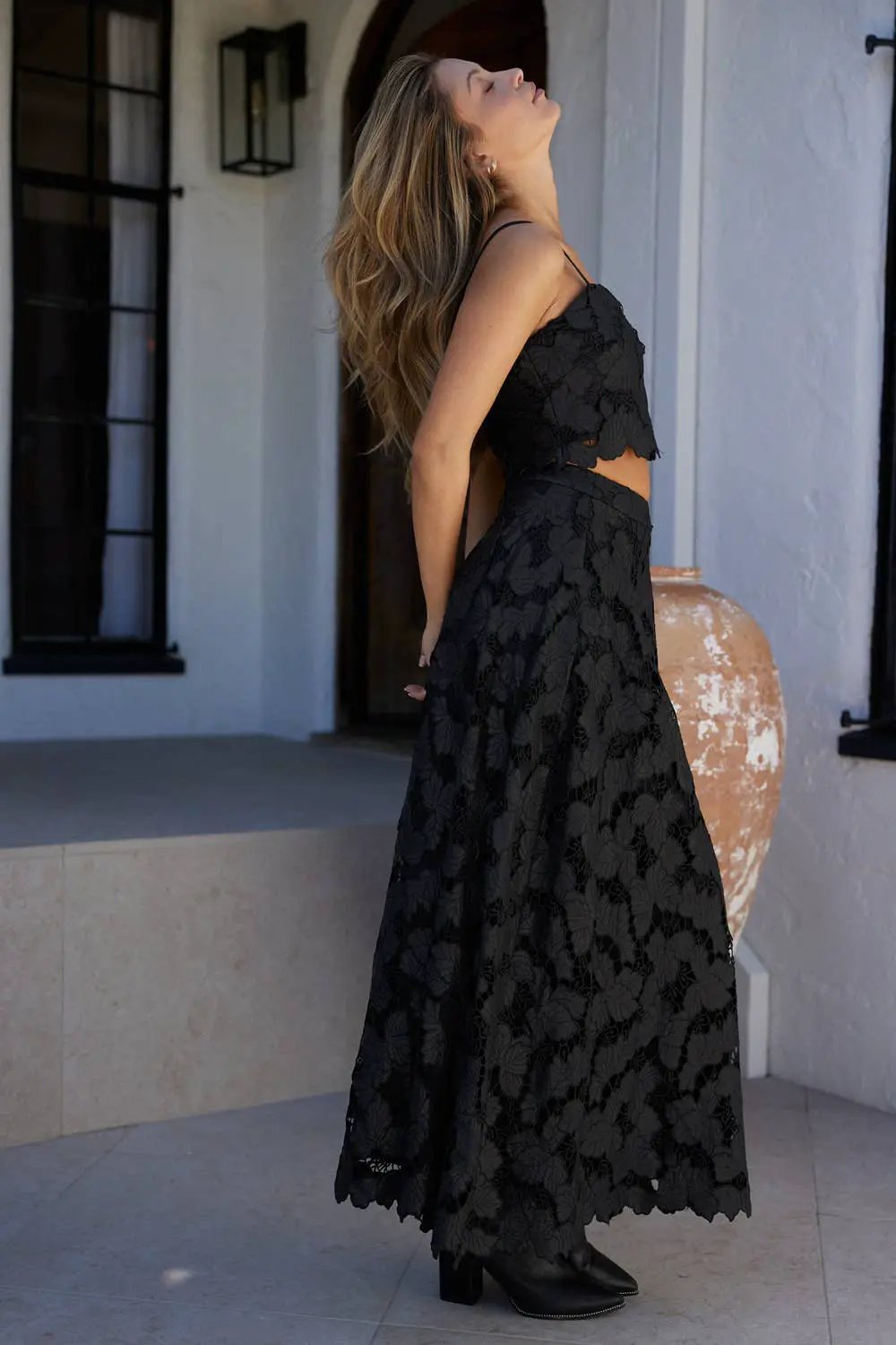 Endless Blu Endless Blu Black Crochet Lace Sleeveless Crop Top - Tank Tops