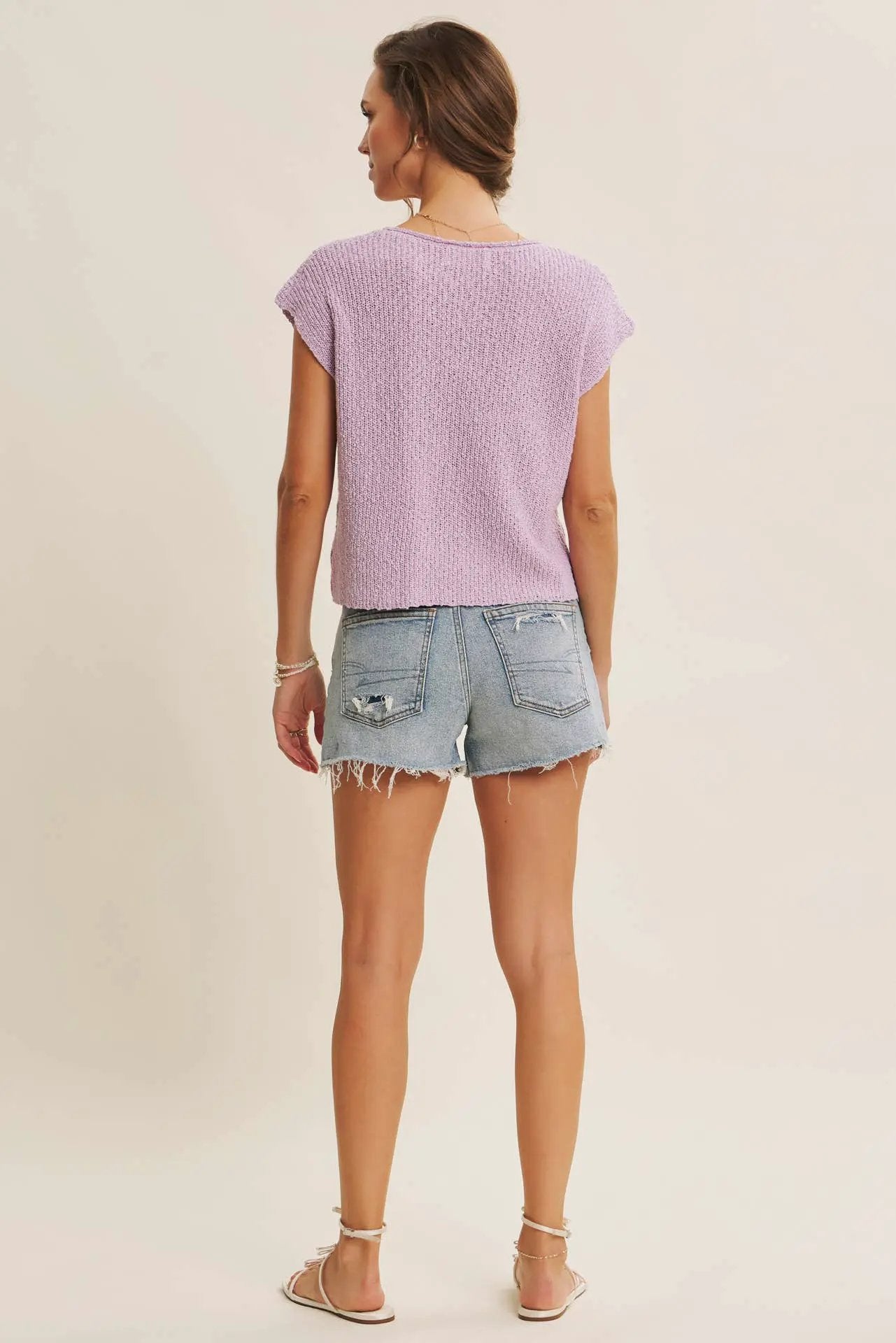in february The Relaxed Fit Slub Knit Top: Lavender - Blouses