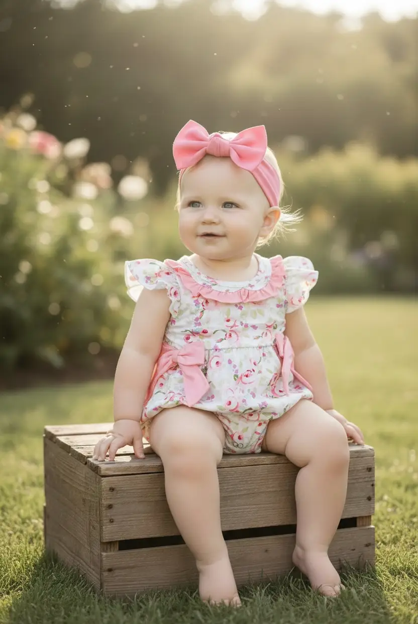 Kids Charm Online The Garden Party Bow Romper - Baby One-Pieces