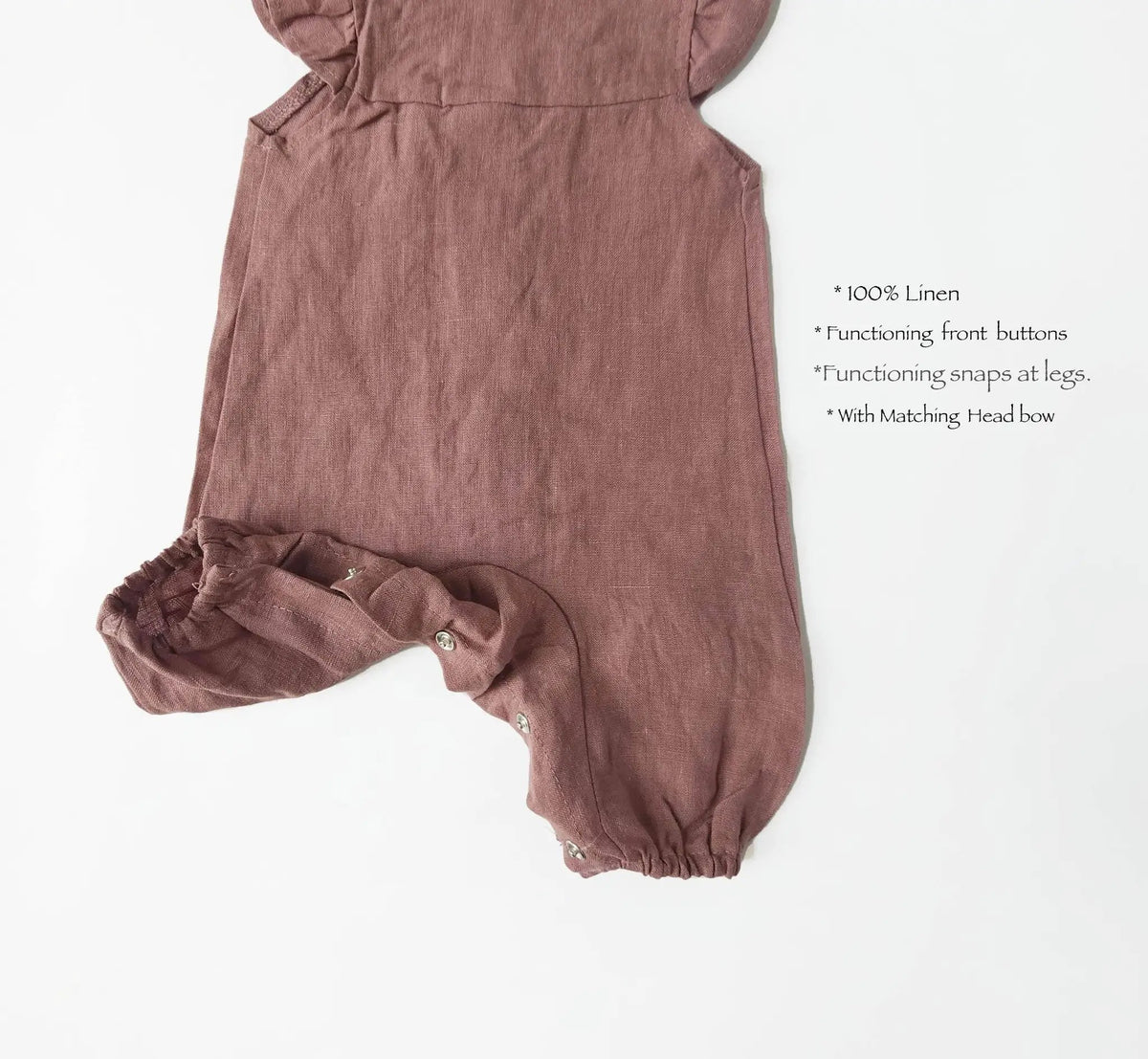 OLIVE & CRADLE The Sweet Peony Linen Romper - Onesies