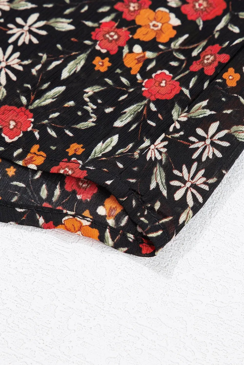 Grateful Threads Boutique Black Strawberry Aesthetic Floral Puff Sleeve Blouse - Blouses Black Strawberry Aesthetic Floral Puff Sleeve Blouse