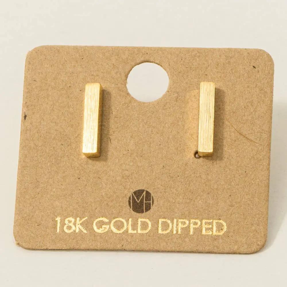Fame Accessories 18K Gold Dipped Dainty Mini Bar Stud Earrings: Small - Earrings