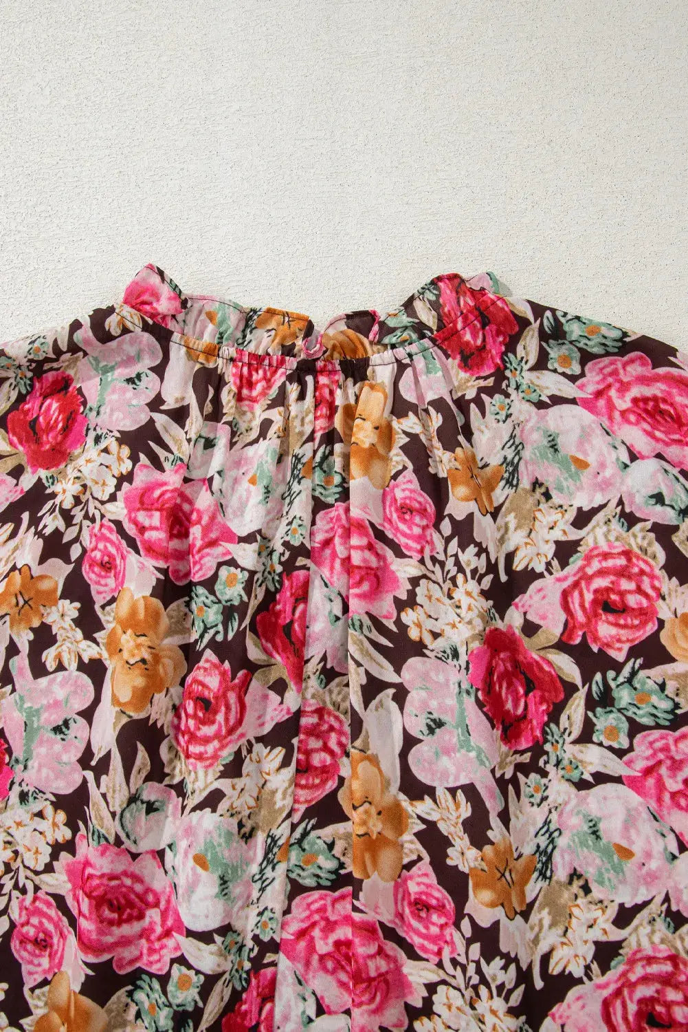 1 the Woman Rosé Garden Crewneck Blouse - Blouses Floral Print Crew Neck Short Sleeve Shift Blouse