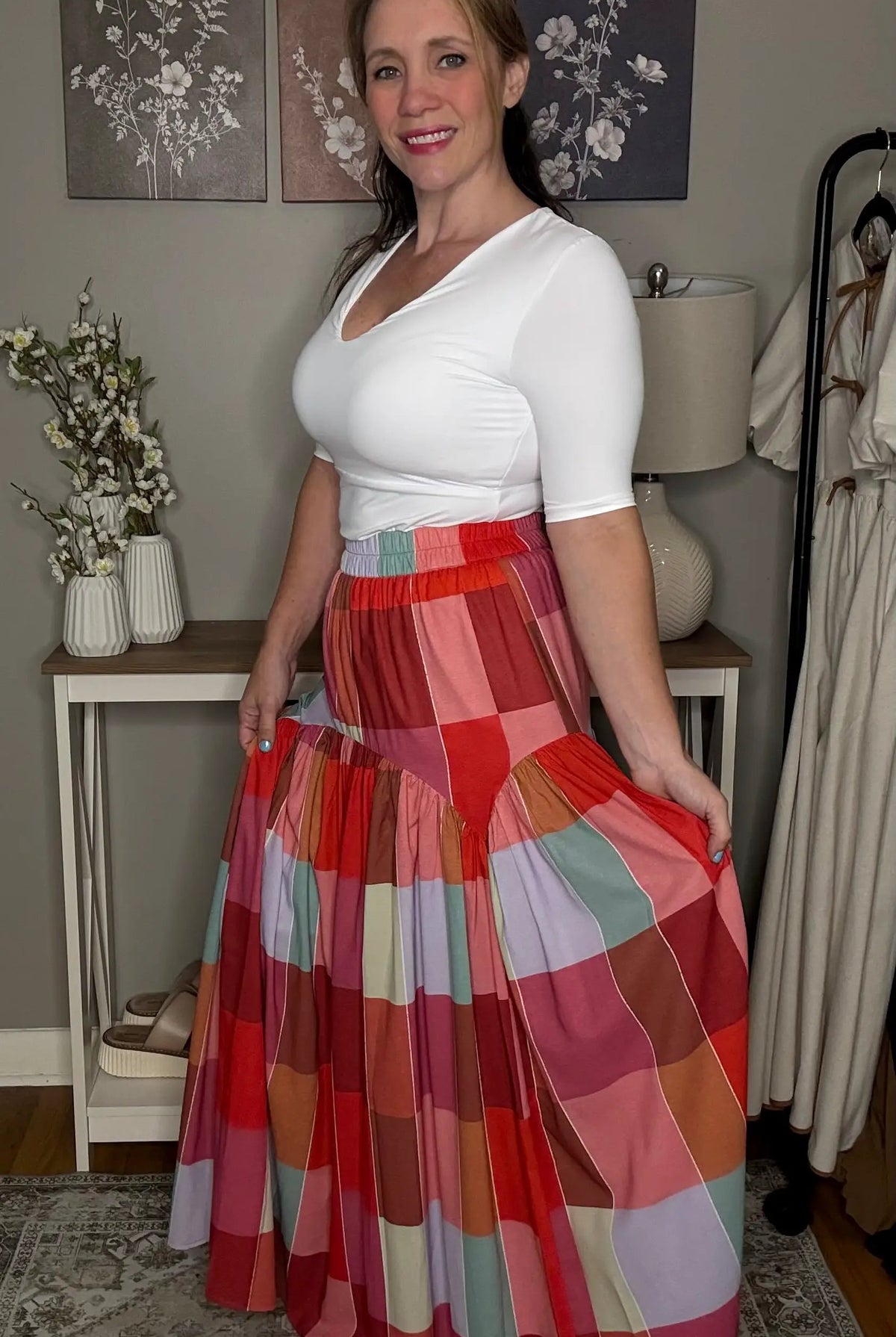 Grateful Threads Boutique Plaid High Waist Maxi Skirt - Skirts
