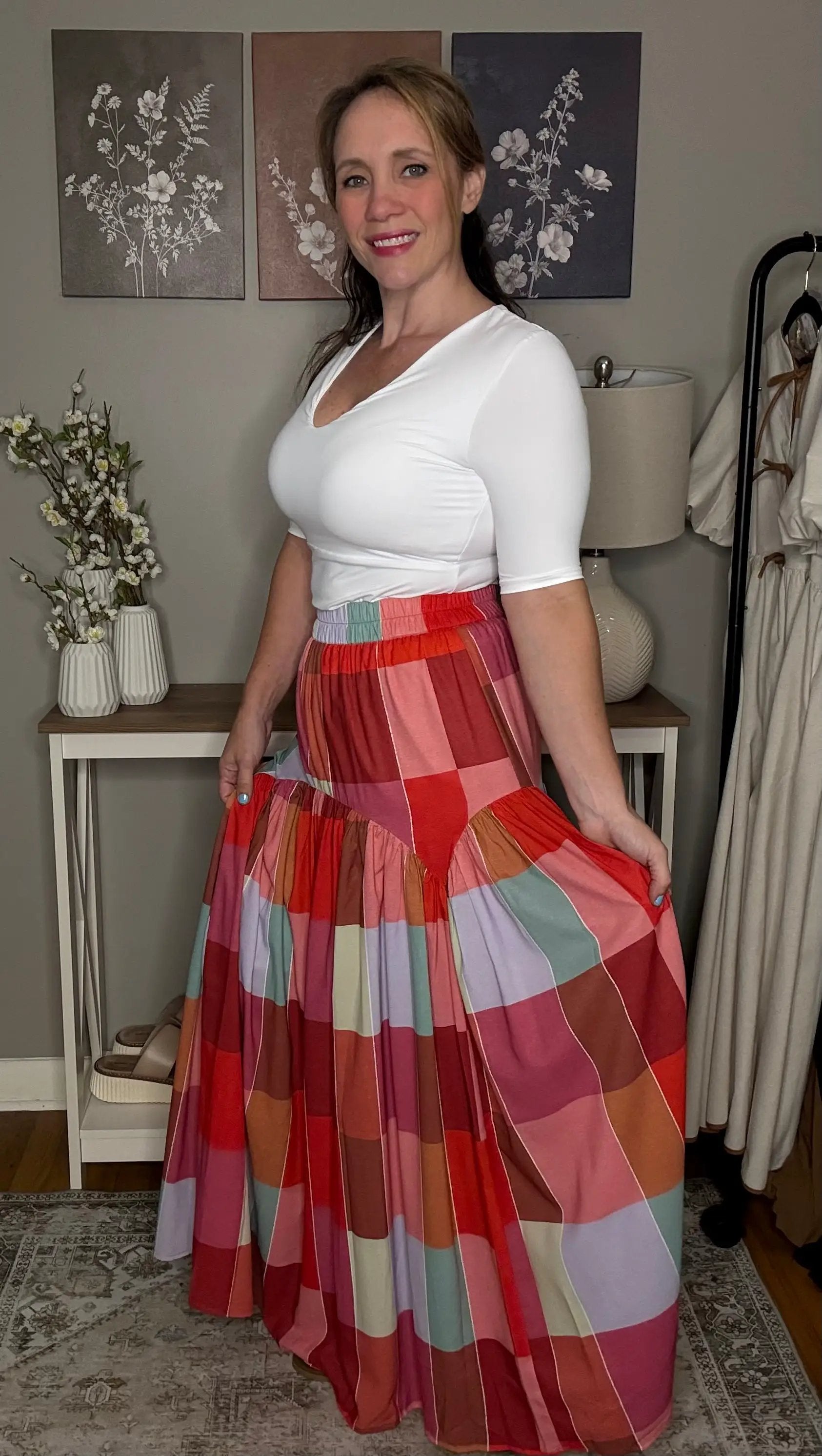 Grateful Threads Boutique Plaid High Waist Maxi Skirt - Skirts