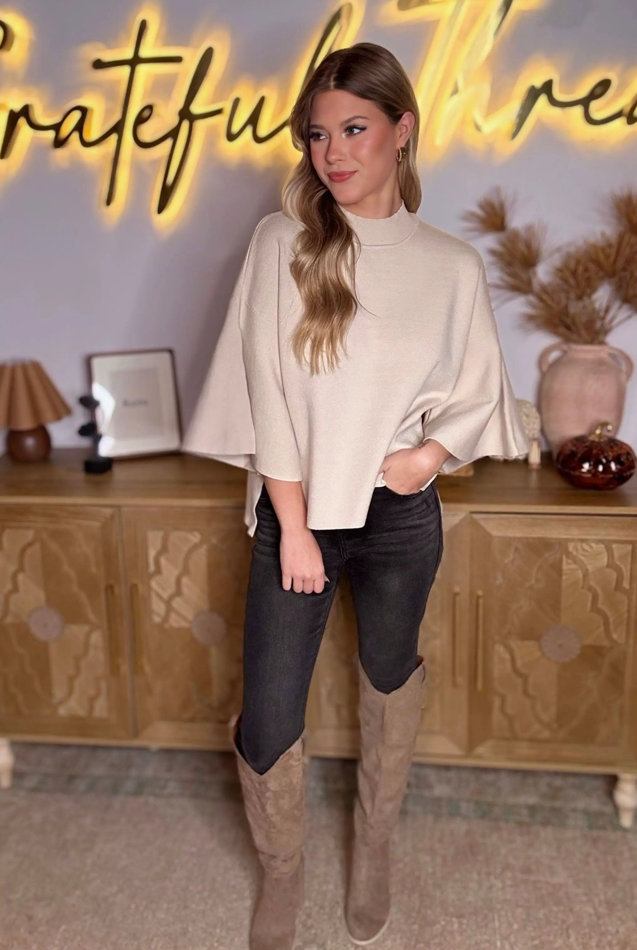 Zenana Viscose Bell Sleeve Sweater - Sweaters Viscose Bell Sleeve Sweater