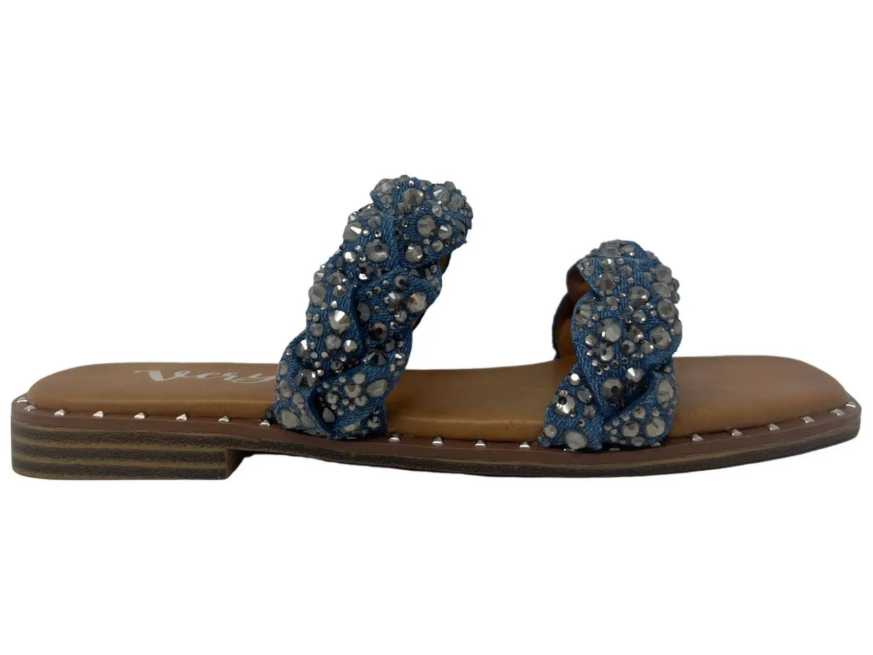 Very G Twisty Blingy Jeweled Braided Slip-On Sandal – Sparkle & Shine - Sandals