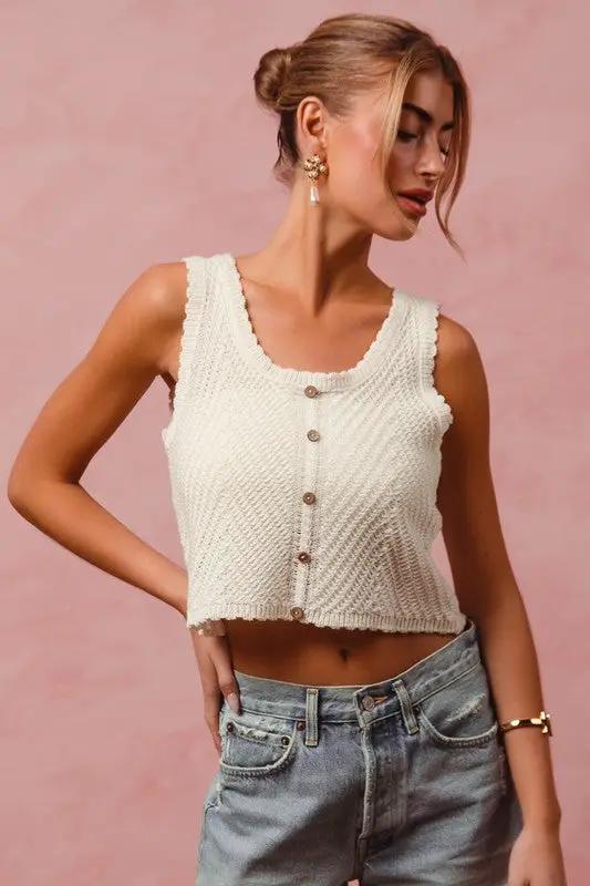 So Me Summer Breeze Chevron Knit Tank - Tank Tops chevron pattern lightweight tank top