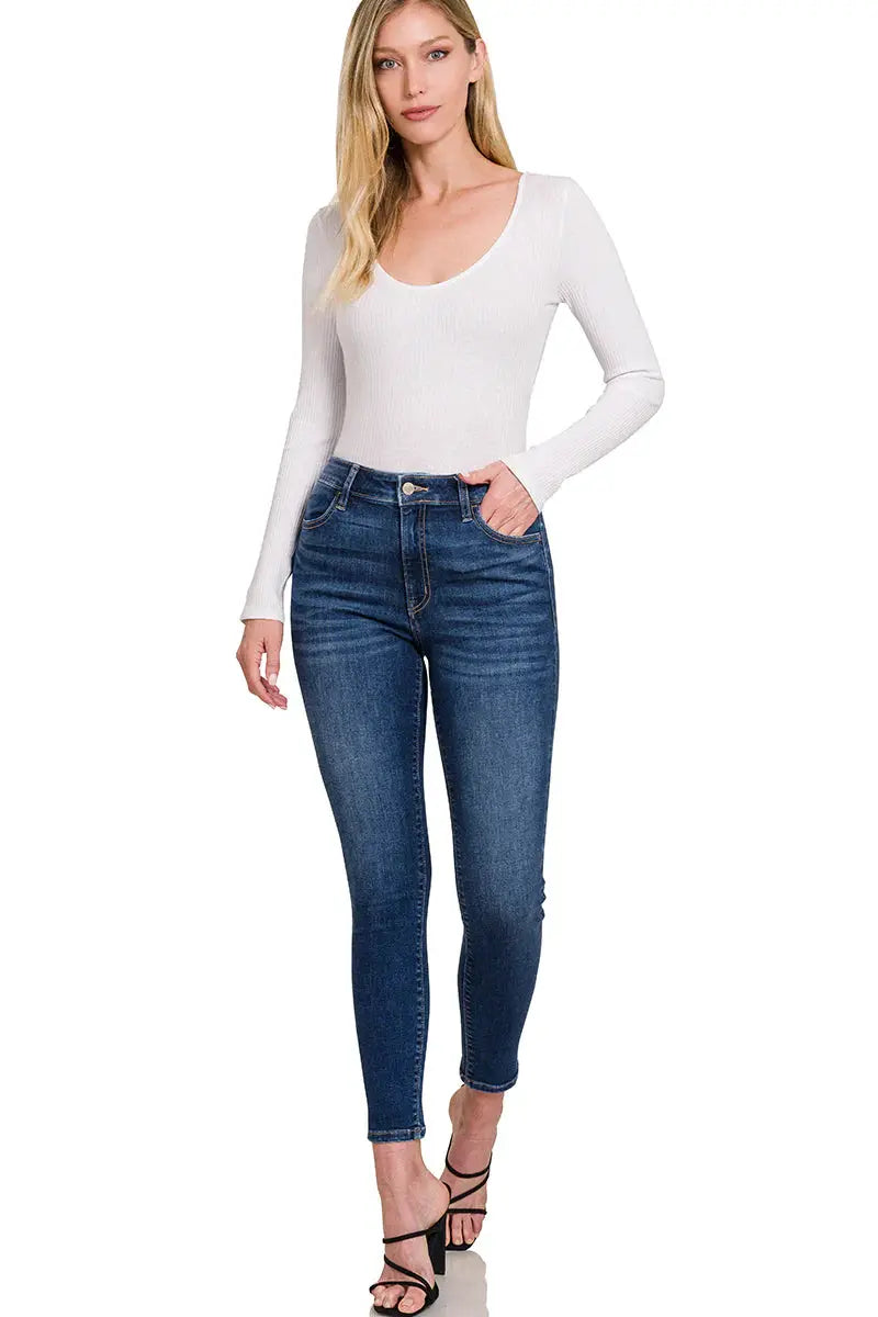 Zenana The Everyday Essential High Rise Jeggings: Dark - Jeans