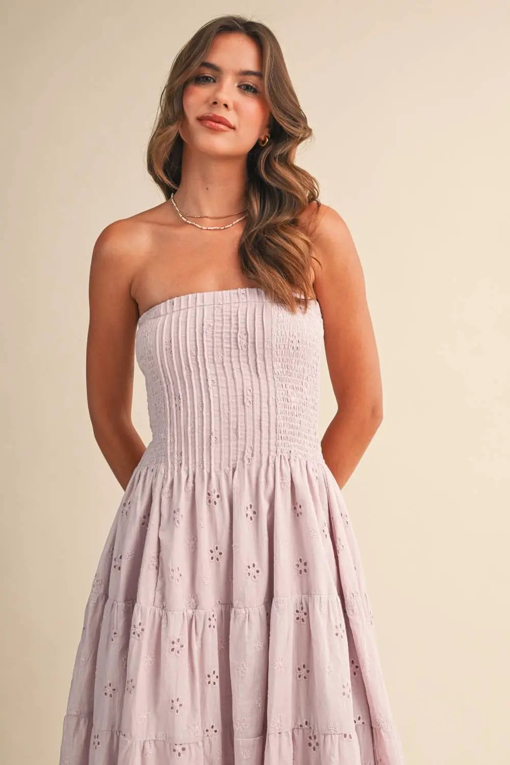 Klesis The Lavender Daydream Eyelet Midi Dress - Dresses